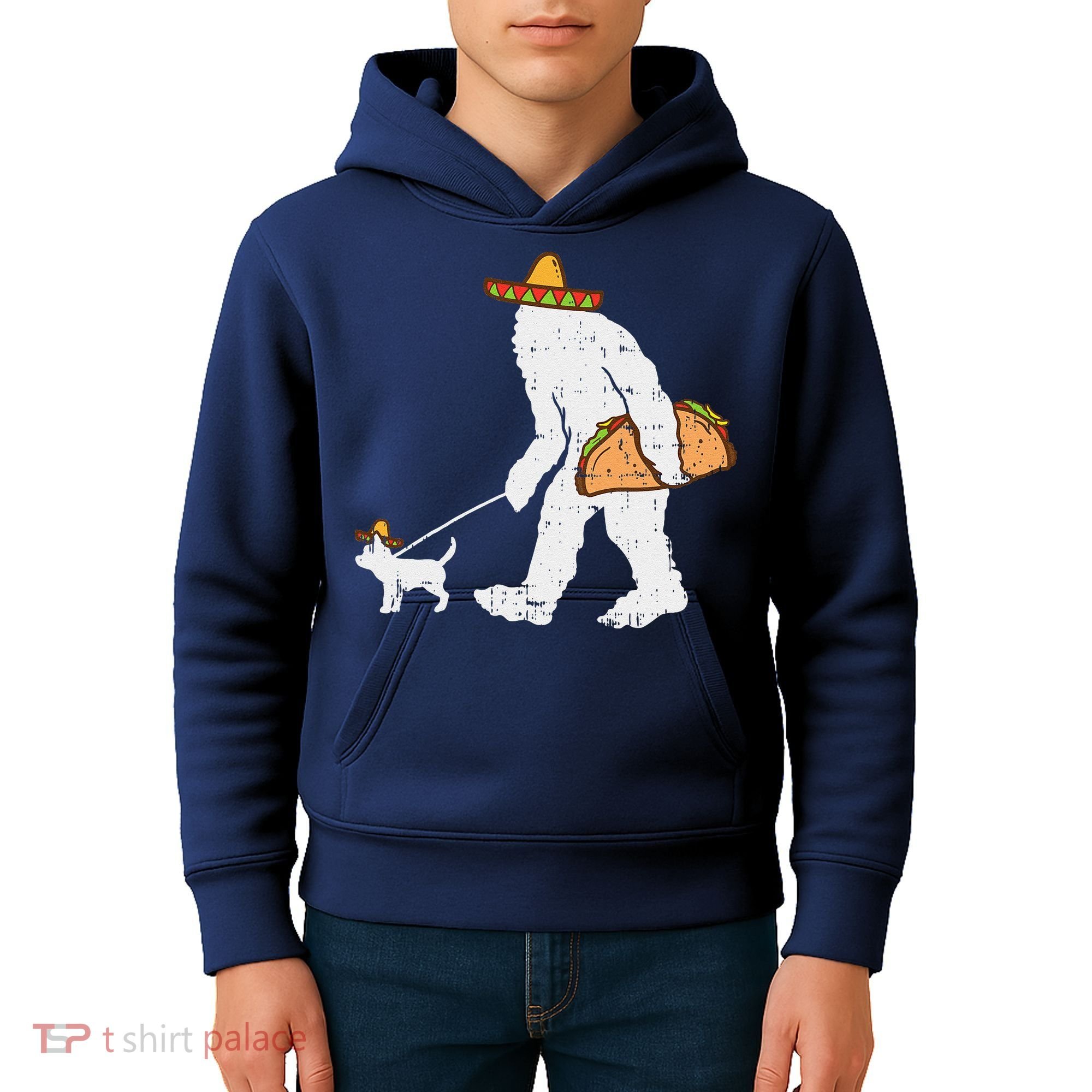 Bigfoot Sasquatch Taco Chihuahua Funny Cinco De Mayo Mexican Kids Hoodie