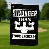 Be Stronger Than Your Excuses Motivational Quotes Gift Golf Towel thumb 1