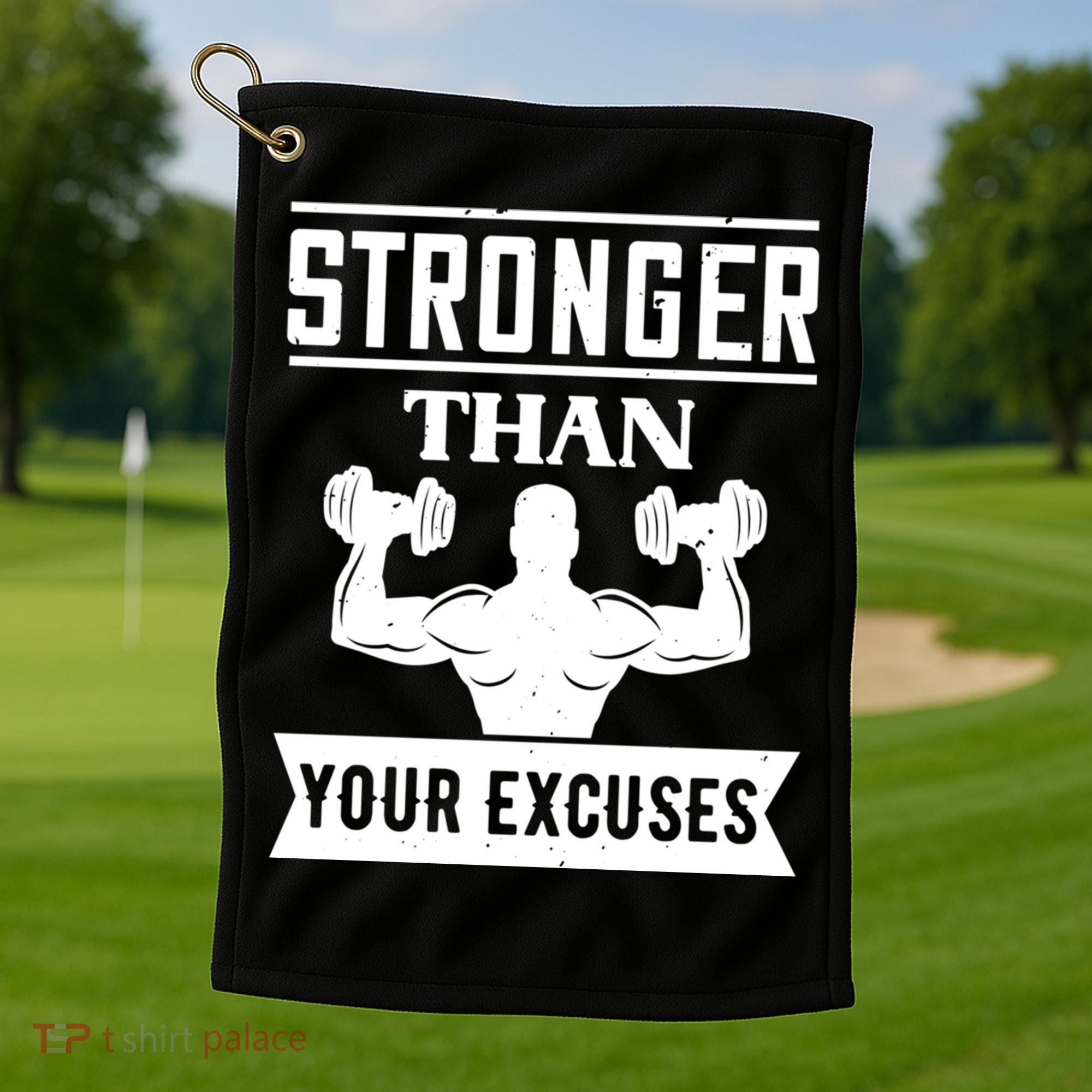 Be Stronger Than Your Excuses Motivational Quotes Gift Golf Towel
