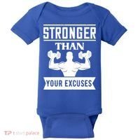 Be Stronger Than Your Excuses Motivational Quotes Gift Baby Bodysuit thumb 0