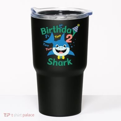 Birthday Shark Two Two Two 2nd Birthday Party Tumbler