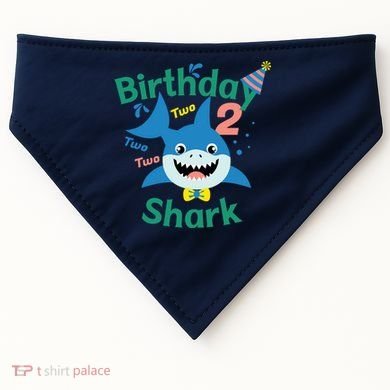 Birthday Shark Two Two Two 2nd Birthday Party USA-Made Doggie Bandana