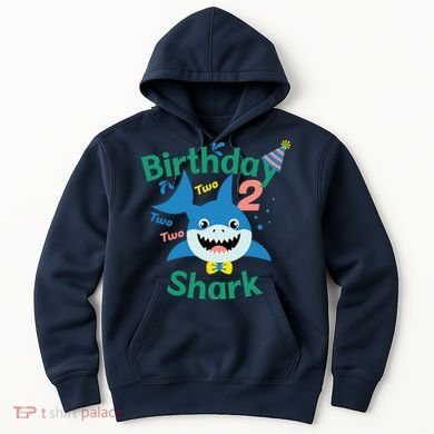 Birthday Shark Two Two Two 2nd Birthday Party Hoodie