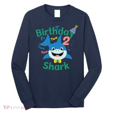 Birthday Shark Two Two Two 2nd Birthday Party Long Sleeve Shirt