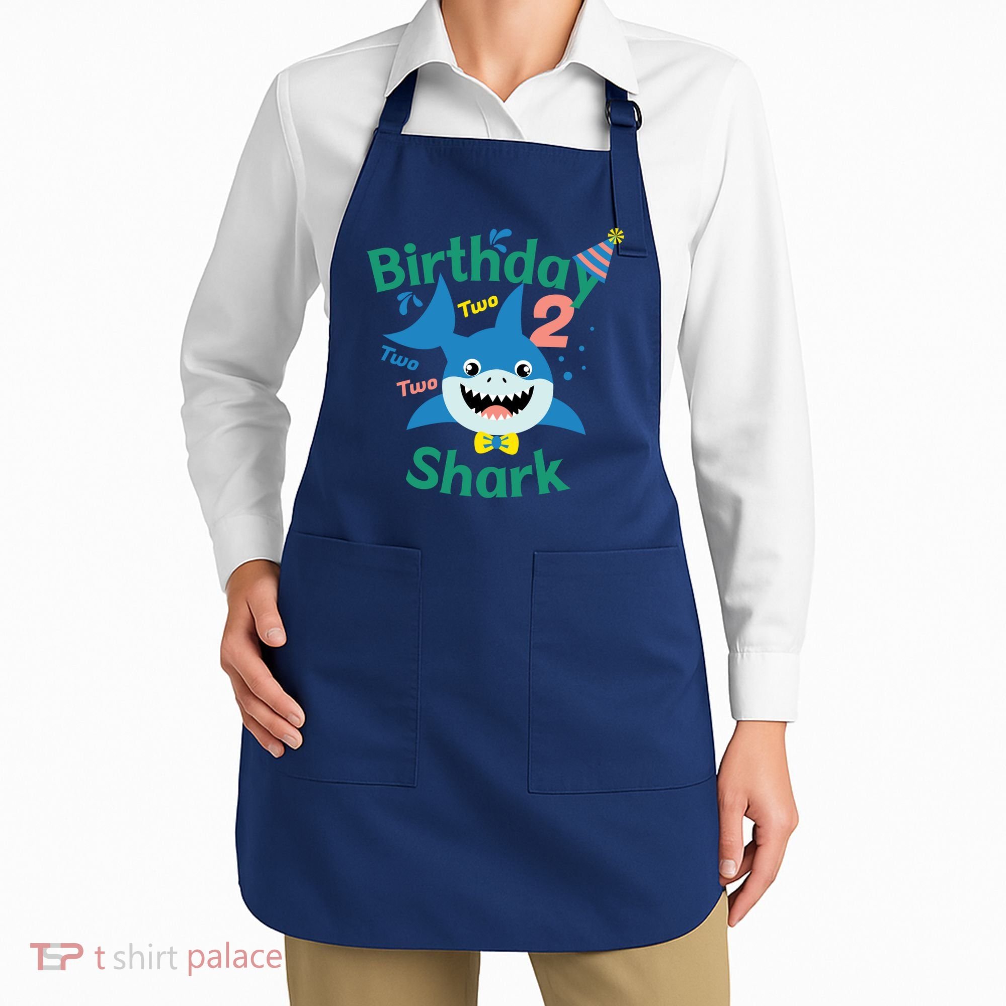Birthday Shark Two Two Two 2nd Birthday Party Apron