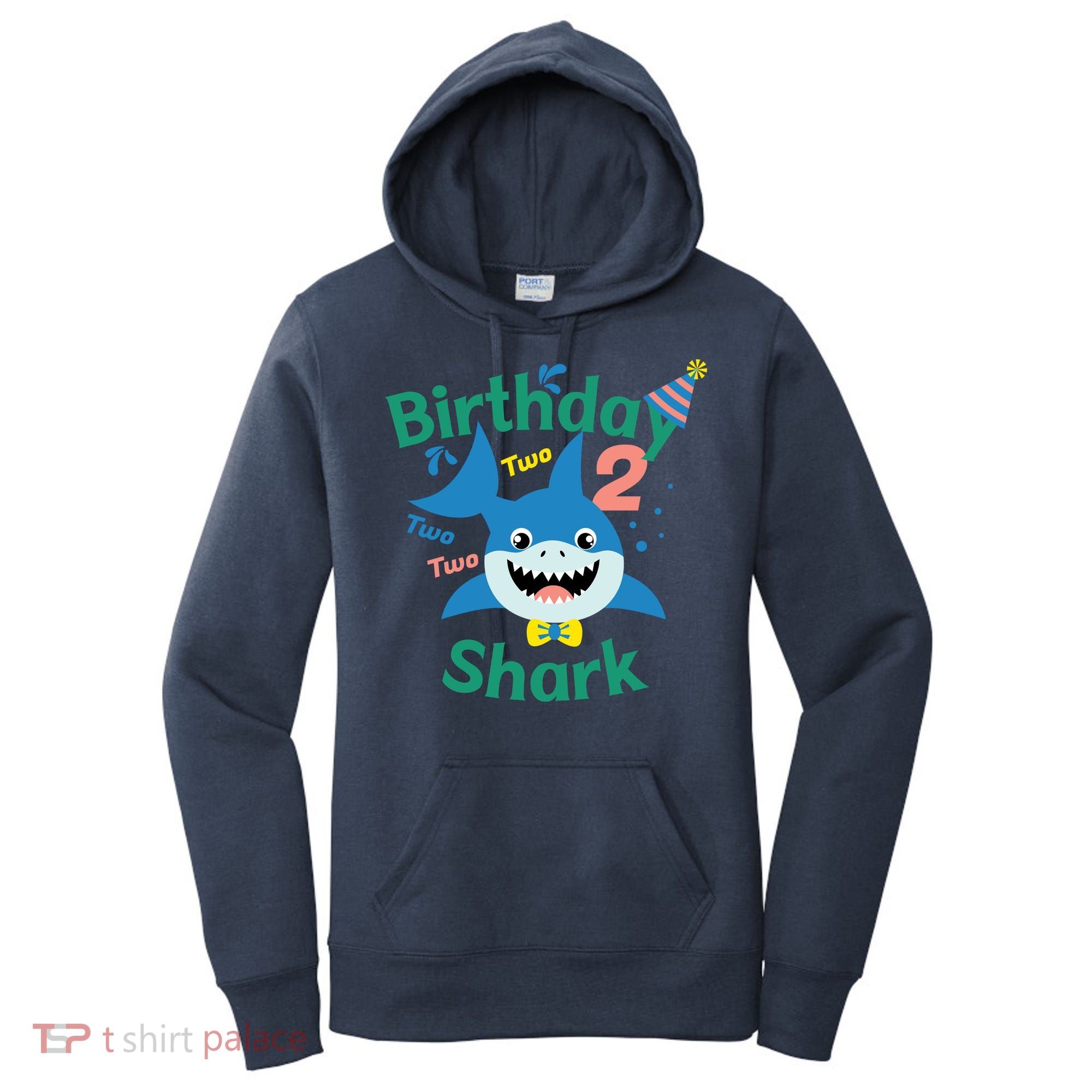 Birthday Shark Two Two Two 2nd Birthday Party Women's Hoodie