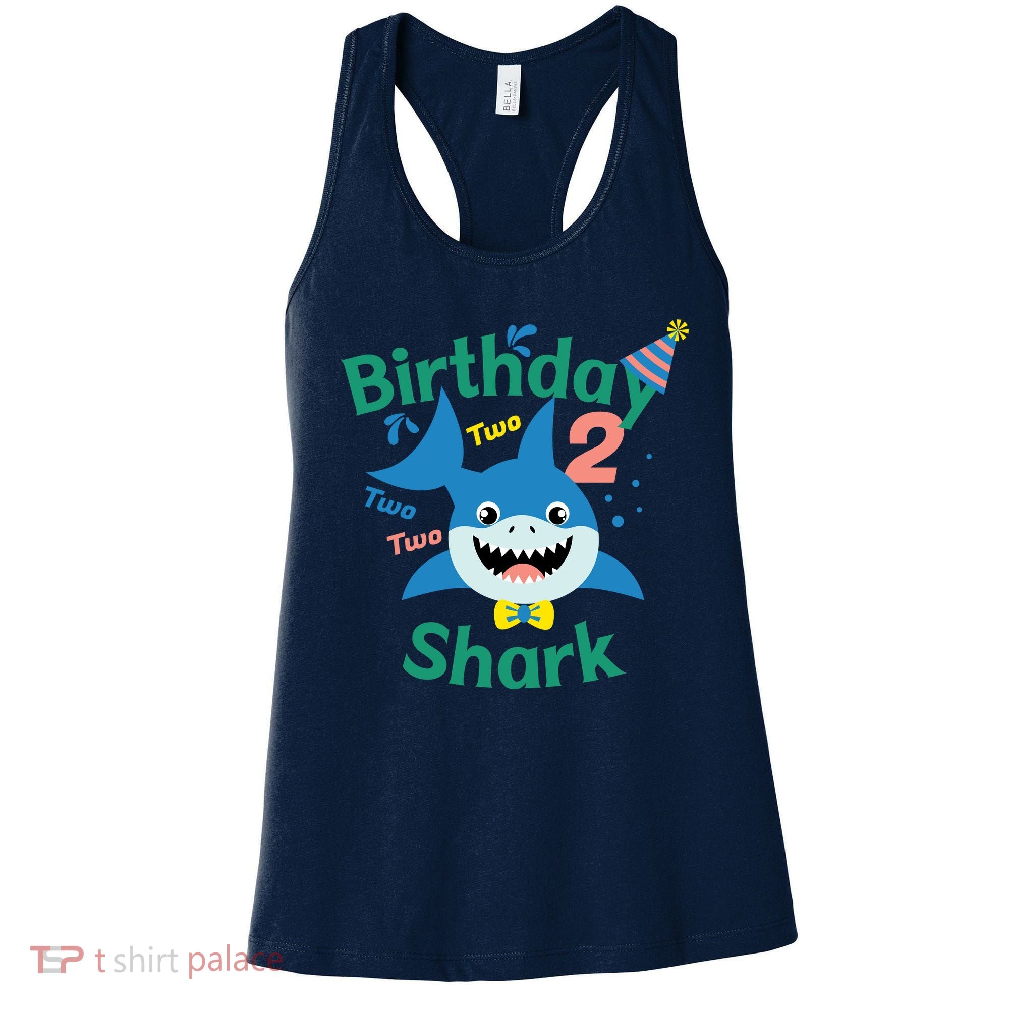 Birthday Shark Two Two Two 2nd Birthday Party Women's Tank Top
