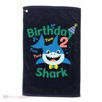 Birthday Shark Two Two Two 2nd Birthday Party Golf Towel thumb 0
