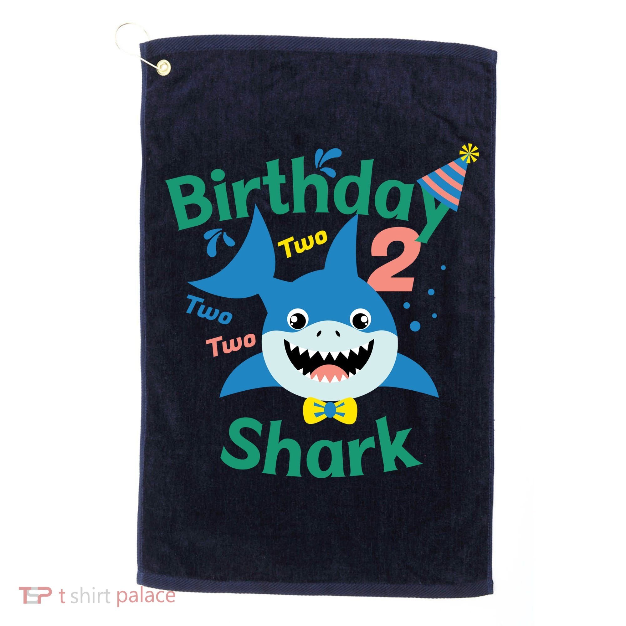 Birthday Shark Two Two Two 2nd Birthday Party Golf Towel
