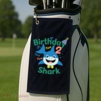 Birthday Shark Two Two Two 2nd Birthday Party Golf Towel thumb 2