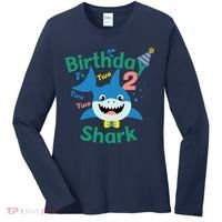 Birthday Shark Two Two Two 2nd Birthday Party Women's Long Sleeve Shirt thumb 0