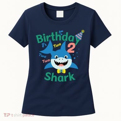 Birthday Shark Two Two Two 2nd Birthday Party Women's T-Shirt