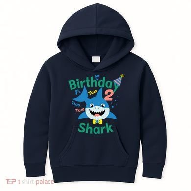 Birthday Shark Two Two Two 2nd Birthday Party Kids Hoodie