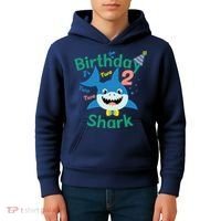 Birthday Shark Two Two Two 2nd Birthday Party Kids Hoodie thumb 4