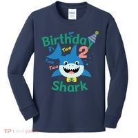 Birthday Shark Two Two Two 2nd Birthday Party Kids Long Sleeve Shirt thumb 0