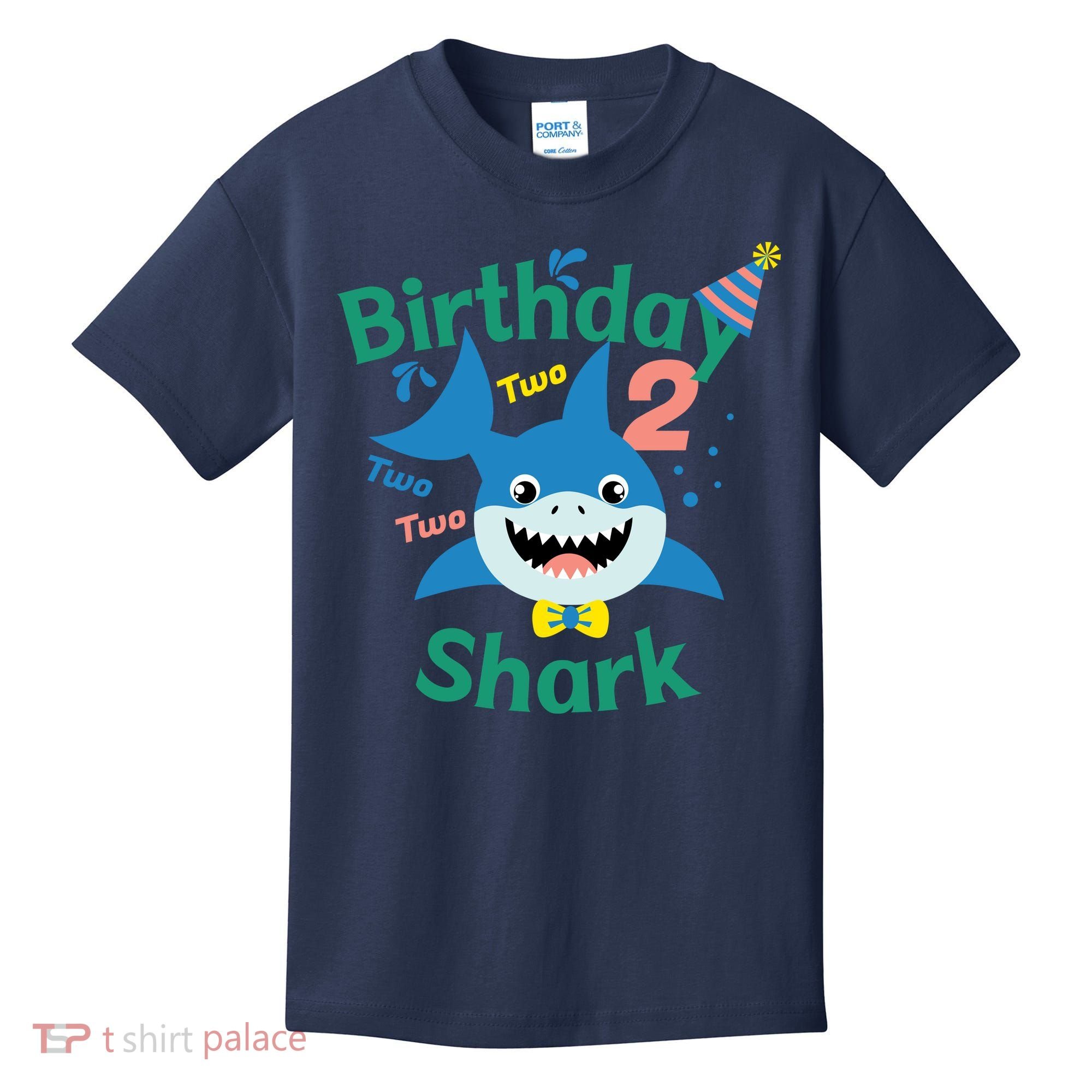 Birthday Shark Two Two Two 2nd Birthday Party Kids T-Shirt