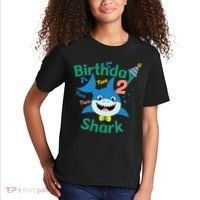 Birthday Shark Two Two Two 2nd Birthday Party Kids T-Shirt thumb 2