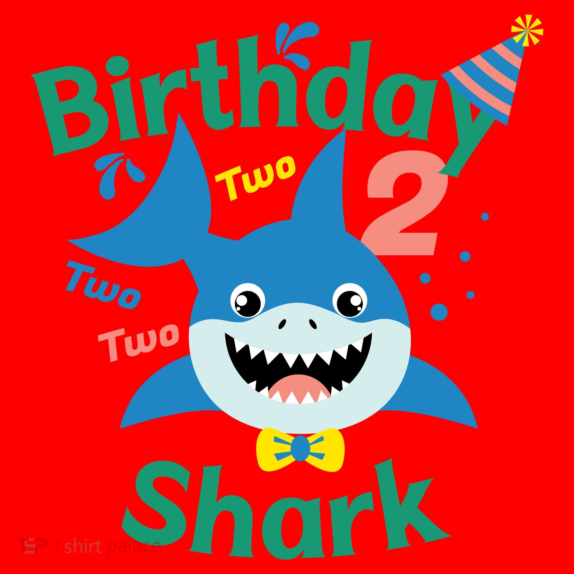 Birthday Shark Two Two Two 2nd Birthday Party Santa Hat