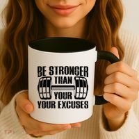 Be Stronger Than Your Excuses Motivational Workout Fitness Gift Coffee Mug thumb 3