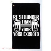 Be Stronger Than Your Excuses Motivational Workout Fitness Gift Golf Towel thumb 0