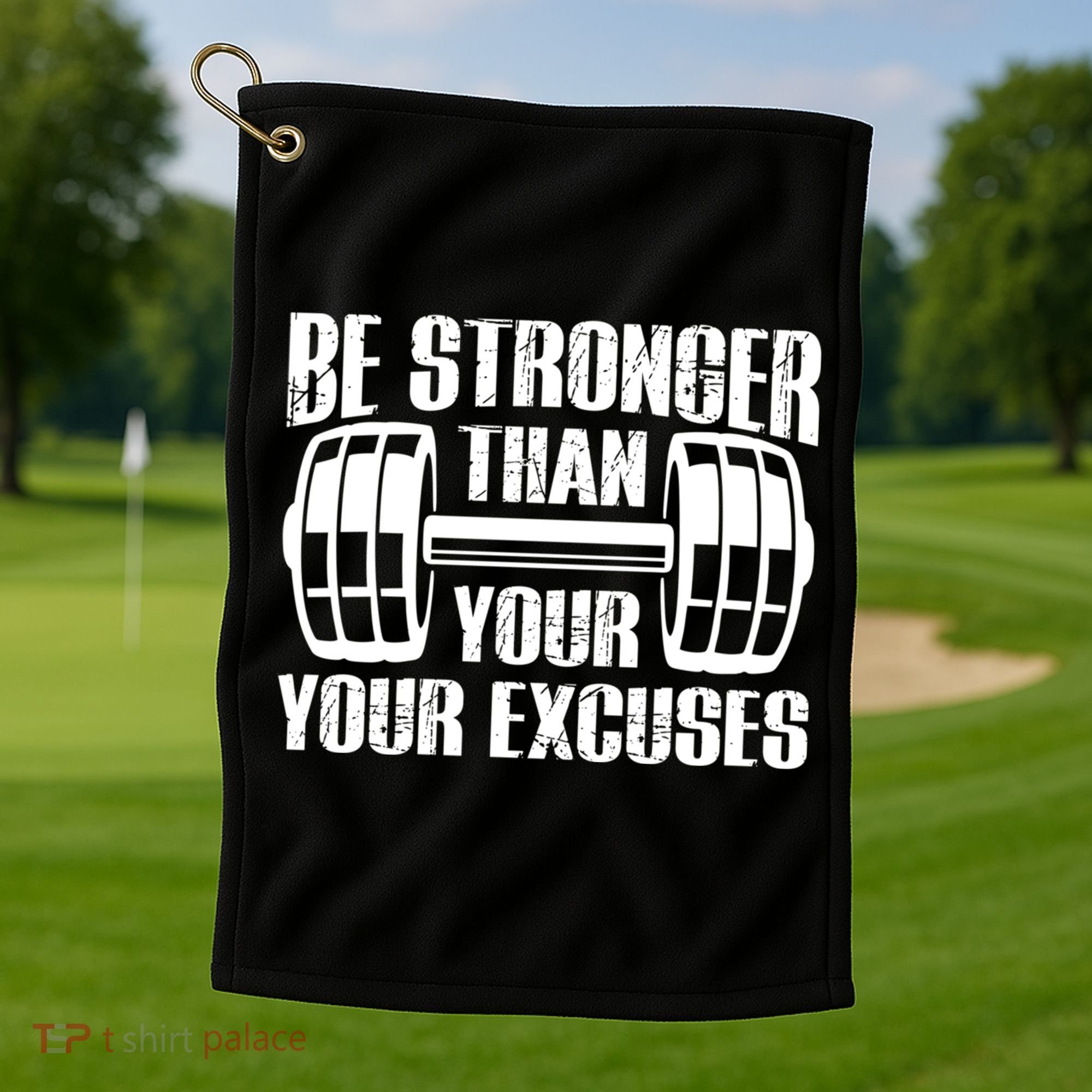 Be Stronger Than Your Excuses Motivational Workout Fitness Gift Golf Towel