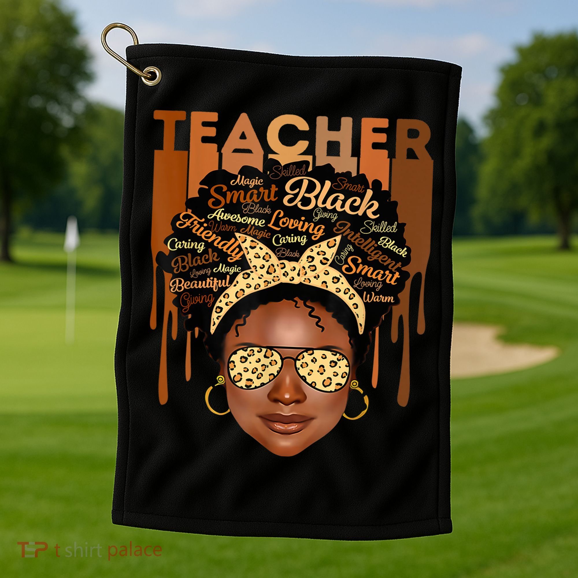 Black Smart Teacher Golf Towel