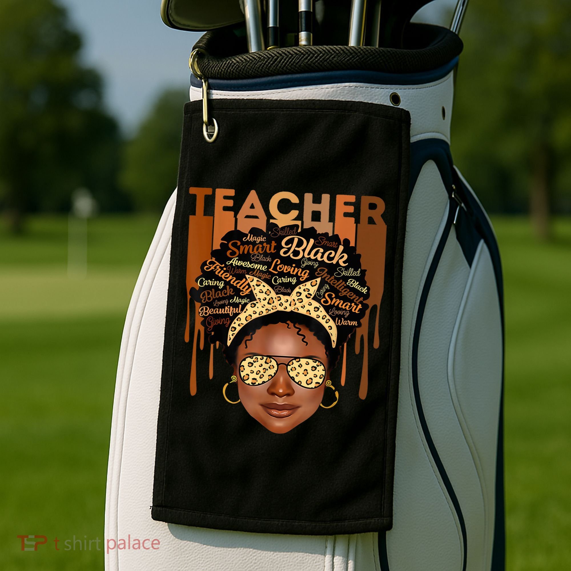 Black Smart Teacher Golf Towel