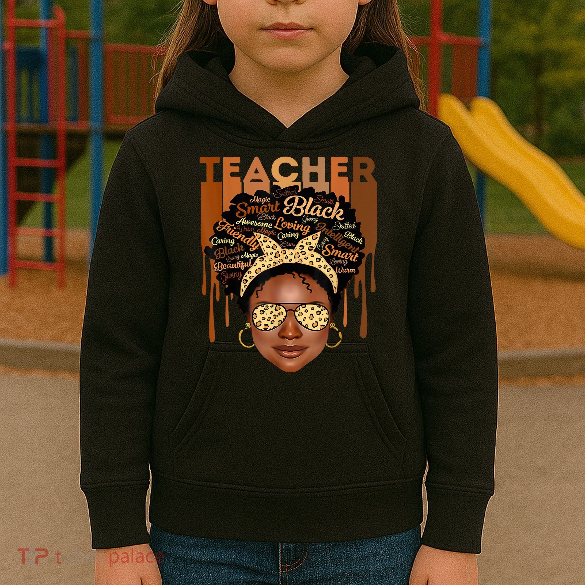 Black Smart Teacher Kids Hoodie