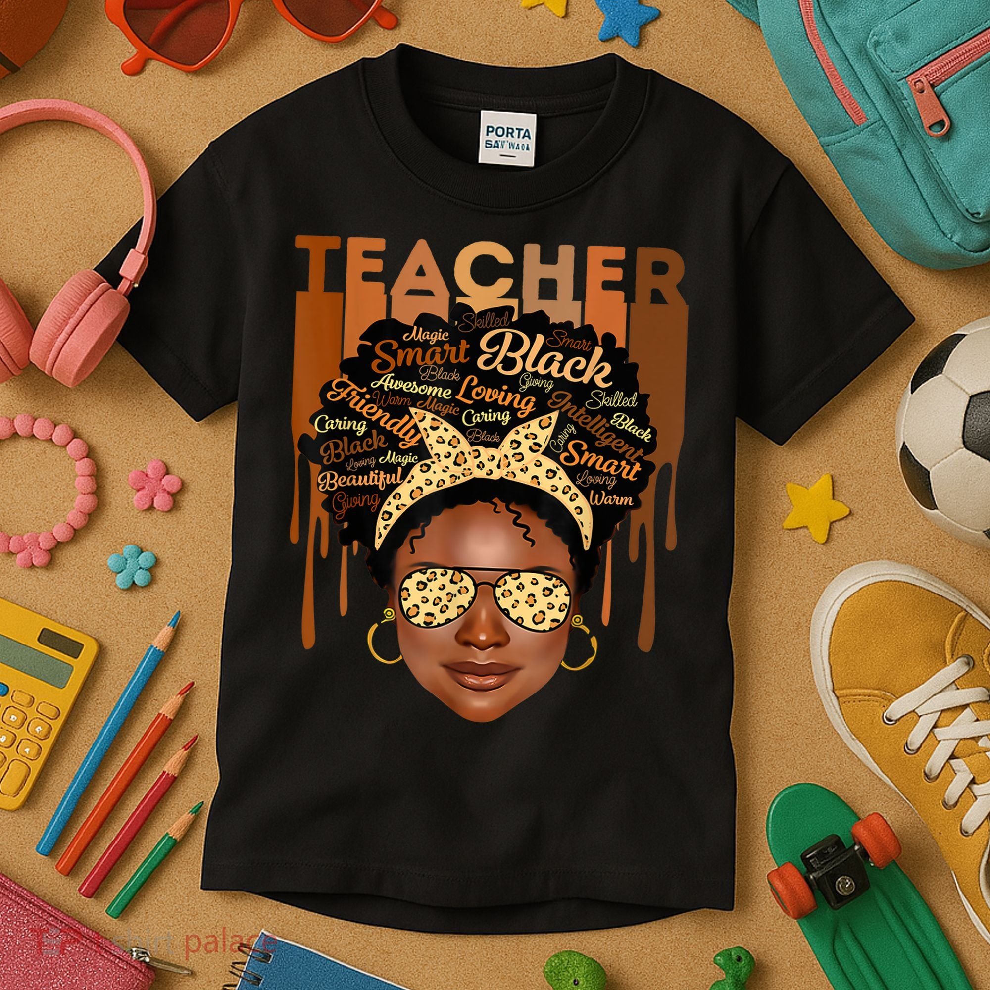 Black Smart Teacher Kids T-Shirt