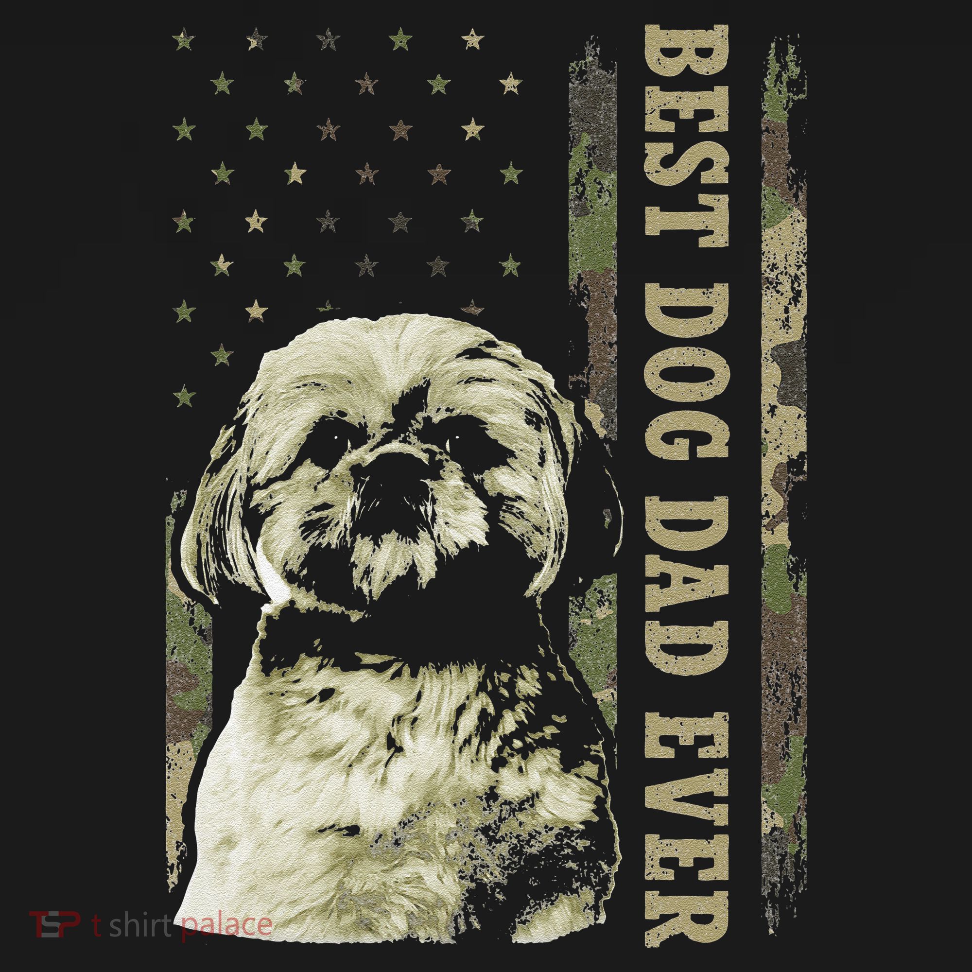 Best Shih Tzu Dad Ever Camo American Flag Dog Dad Apron