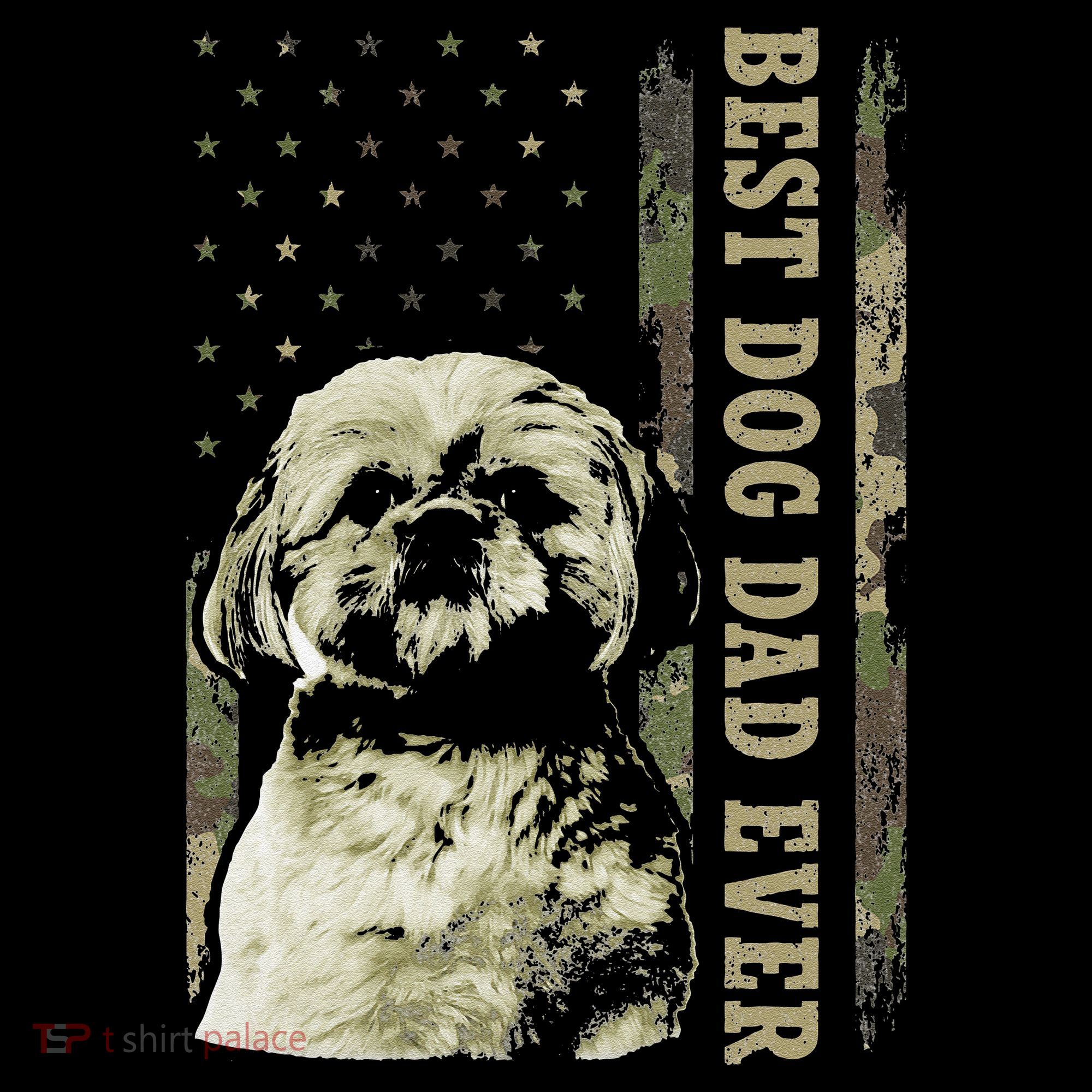 Best Shih Tzu Dad Ever Camo American Flag Dog Dad Coffee Mug