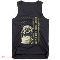 Best Shih Tzu Dad Ever Camo American Flag Dog Dad Tank Top thumb 0