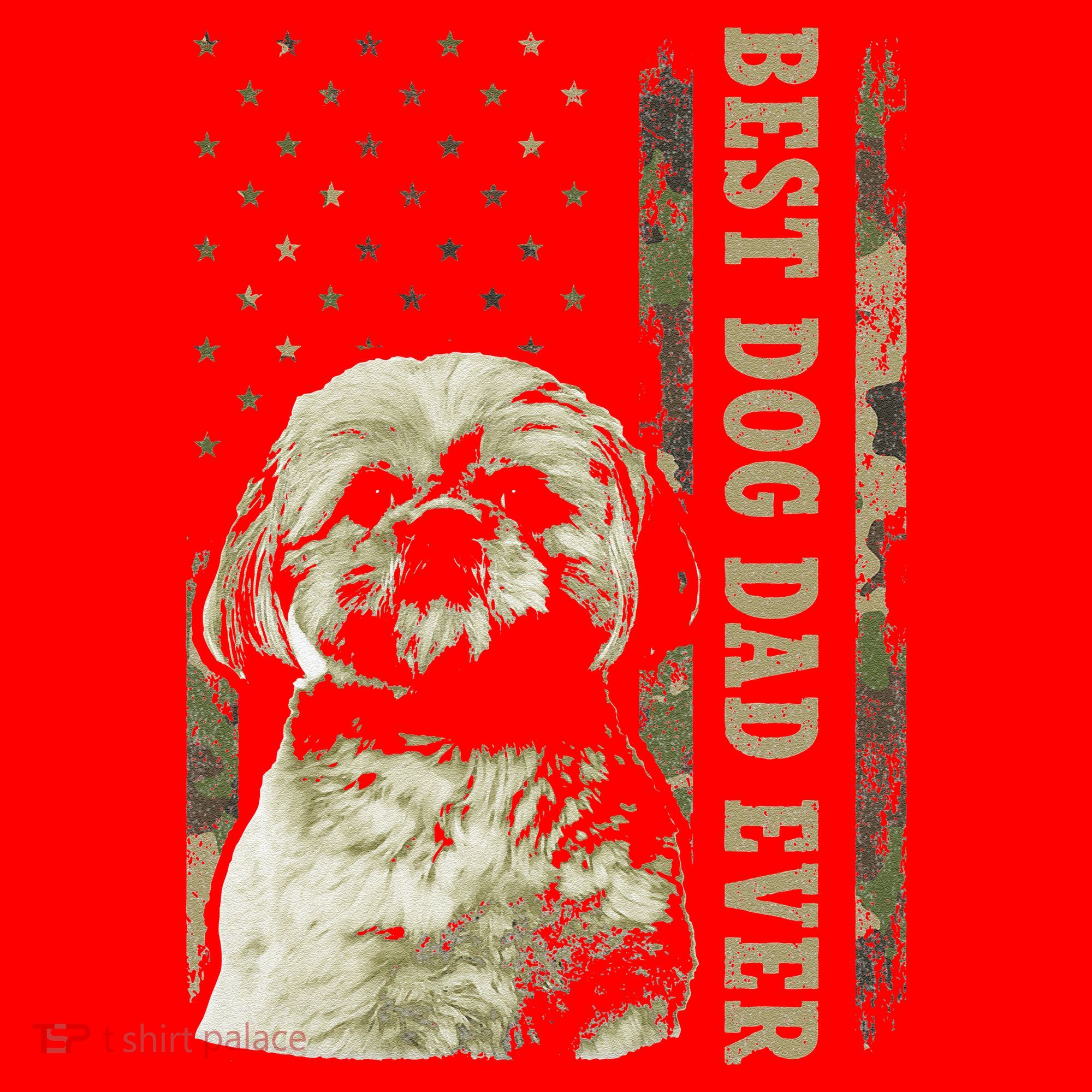Best Shih Tzu Dad Ever Camo American Flag Dog Dad Santa Hat
