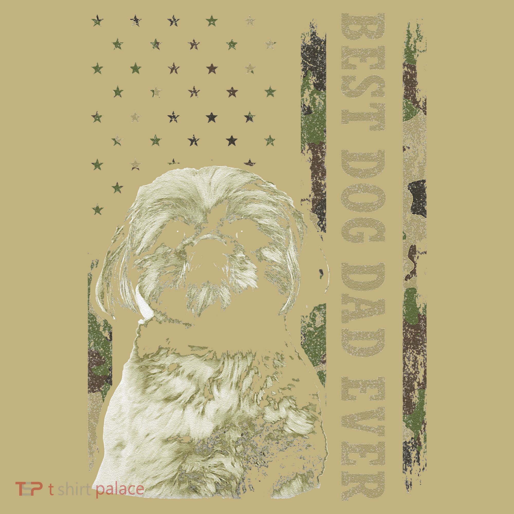 Best Shih Tzu Dad Ever Camo American Flag Dog Dad T-Shirt