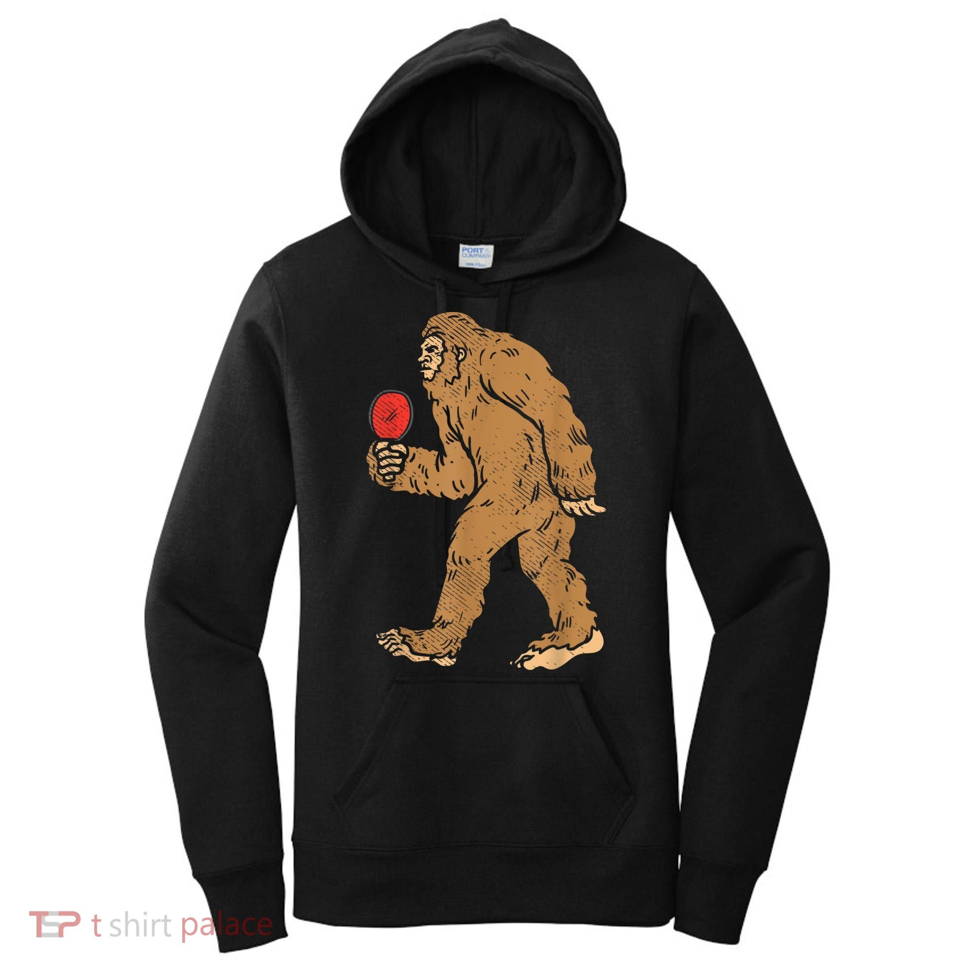 Bigfoot Sasquatch Table Tennis Ping Pong Player King Women's Hoodie