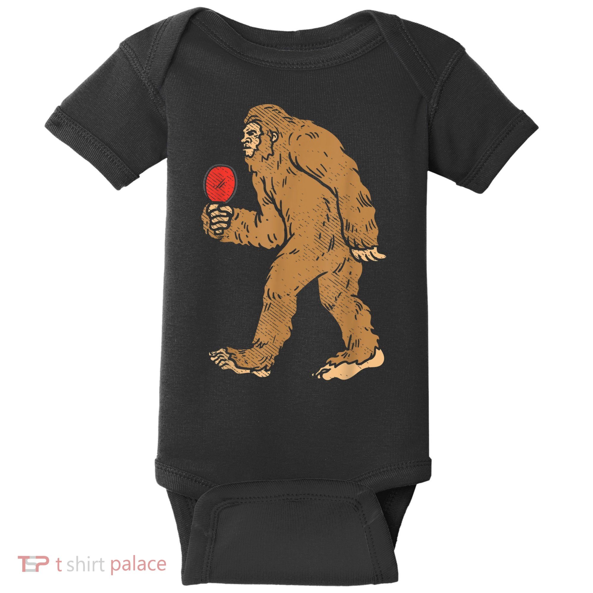 Bigfoot Sasquatch Table Tennis Ping Pong Player King Baby Bodysuit
