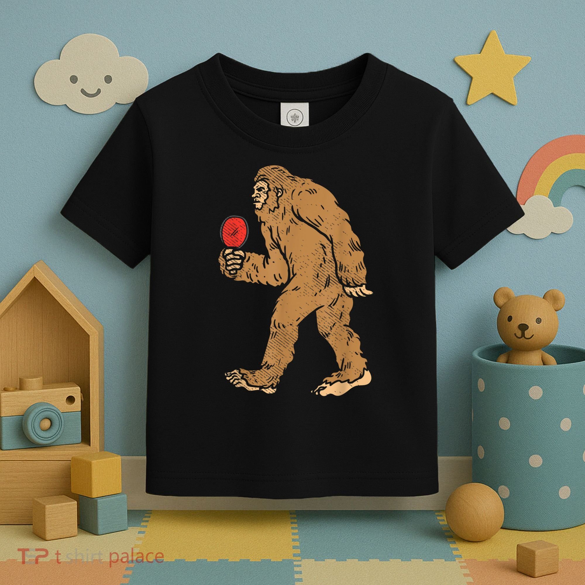 Bigfoot Sasquatch Table Tennis Ping Pong Player King Toddler T-Shirt