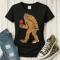 Bigfoot Sasquatch Table Tennis Ping Pong Player King Women's T-Shirt thumb 3