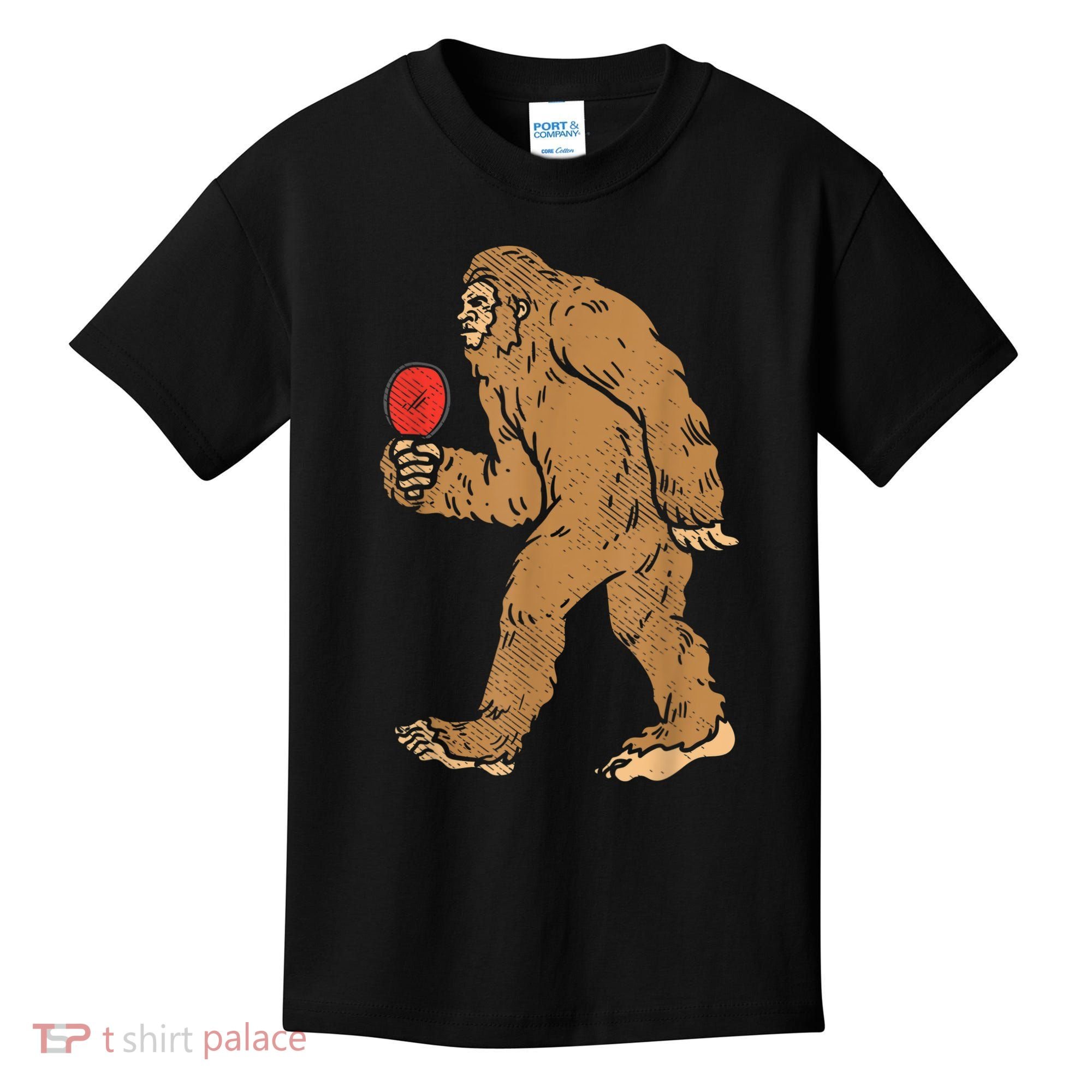 Bigfoot Sasquatch Table Tennis Ping Pong Player King Kids T-Shirt
