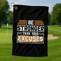 Be Stronger Than Your Excuses Golf Towel thumb 1