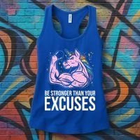 Be Stronger Than Your Excuses Motivation Unicorn Fitness Gym Cool Gift Women's Tank Top thumb 3