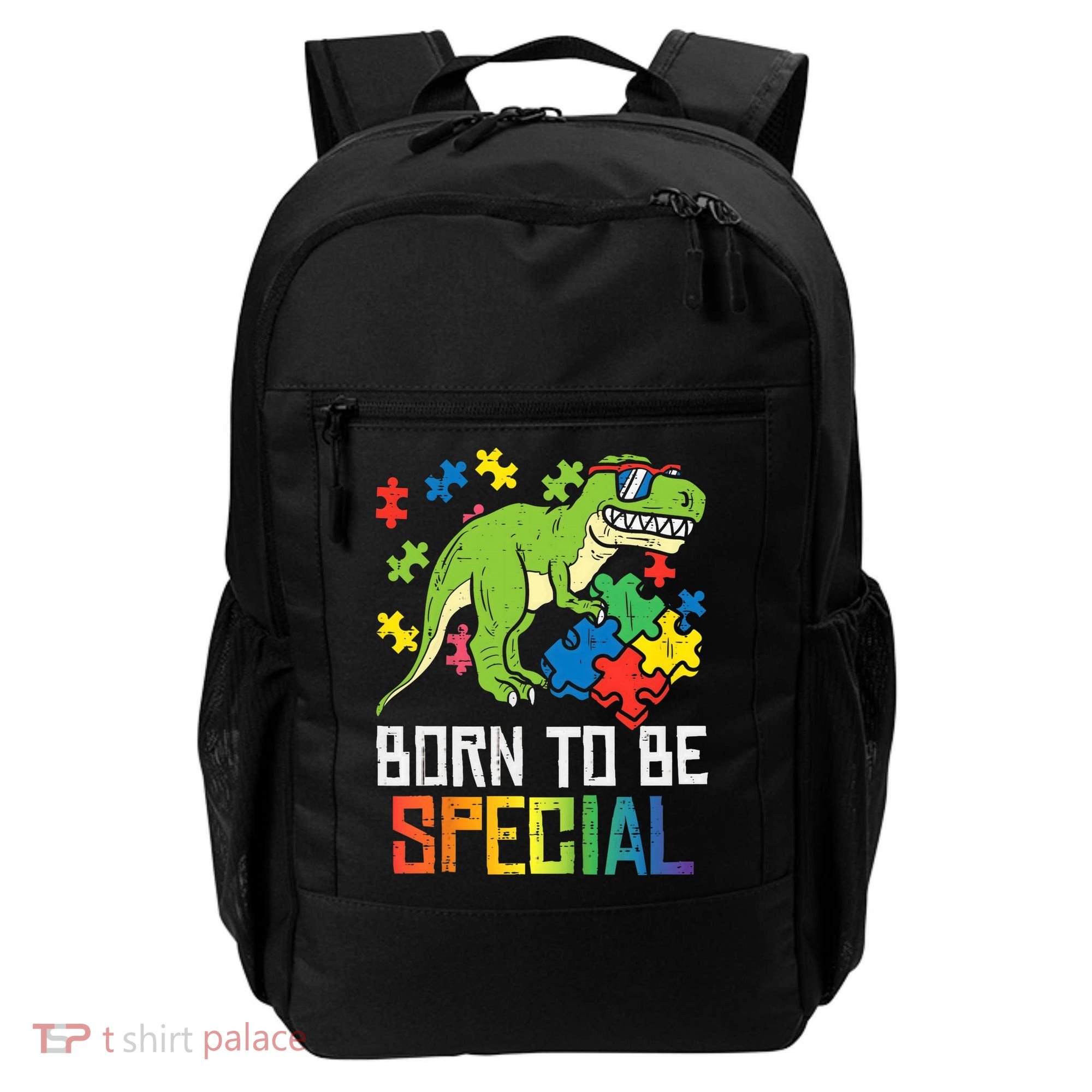 Born Special Trex Puzzle Dino Boy Autism Awareness Backpack