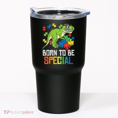 Born Special Trex Puzzle Dino Boy Autism Awareness Tumbler