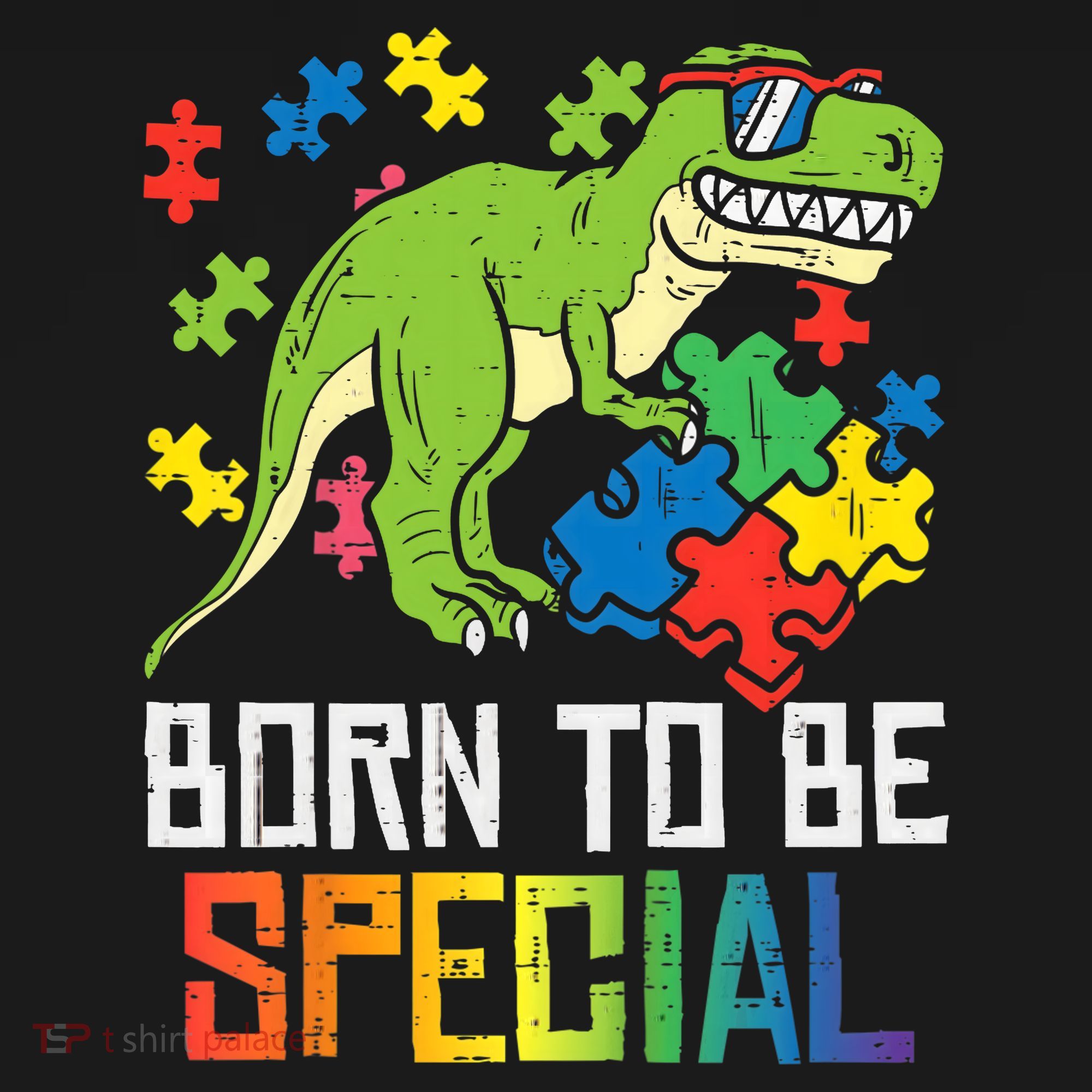 Born Special Trex Puzzle Dino Boy Autism Awareness Ornament