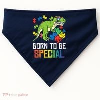 Born Special Trex Puzzle Dino Boy Autism Awareness USA-Made Doggie Bandana thumb 0