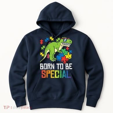 Born Special Trex Puzzle Dino Boy Autism Awareness Hoodie