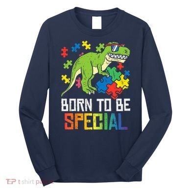 Born Special Trex Puzzle Dino Boy Autism Awareness Long Sleeve Shirt