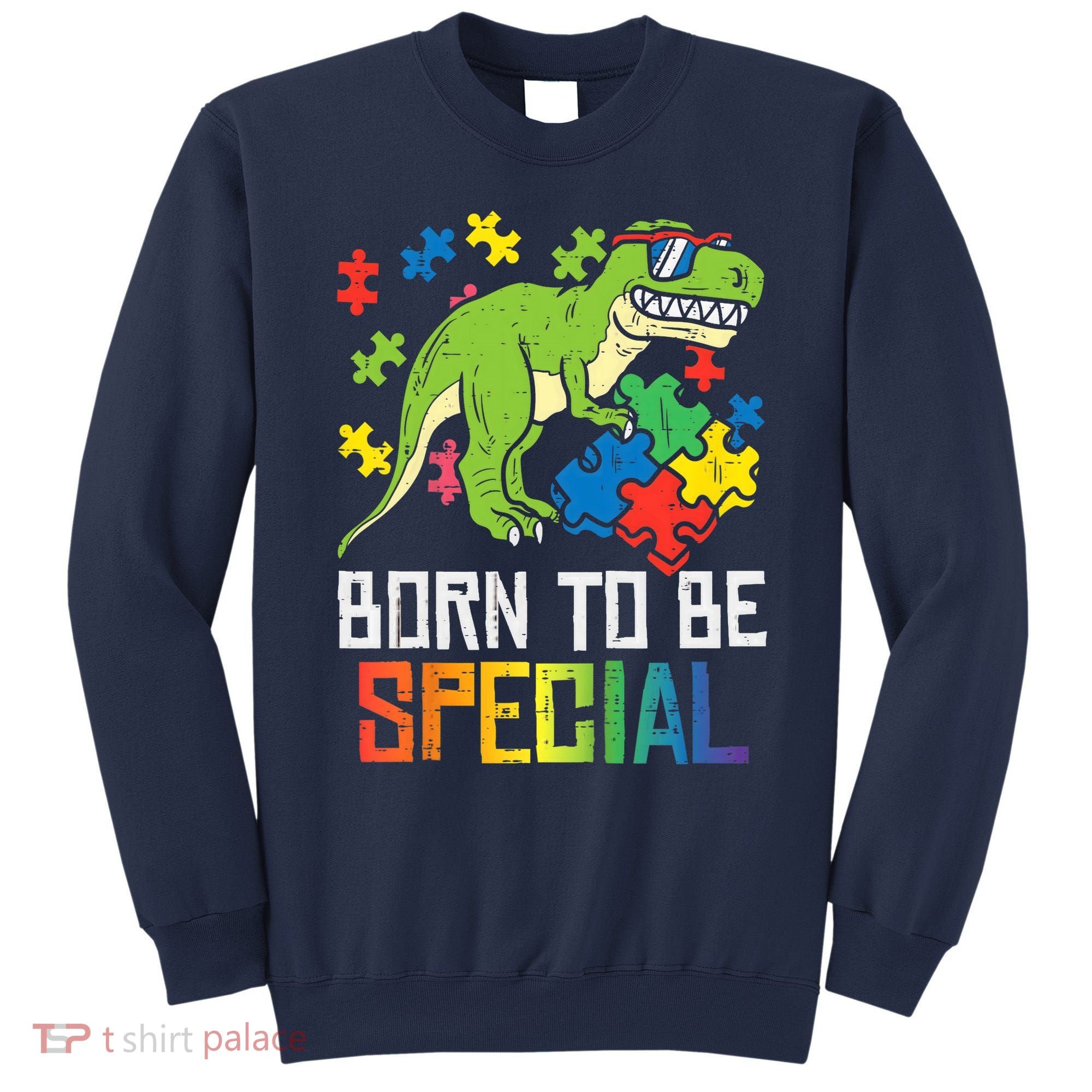 Born Special Trex Puzzle Dino Boy Autism Awareness Sweatshirt