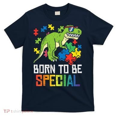 Born Special Trex Puzzle Dino Boy Autism Awareness T-Shirt