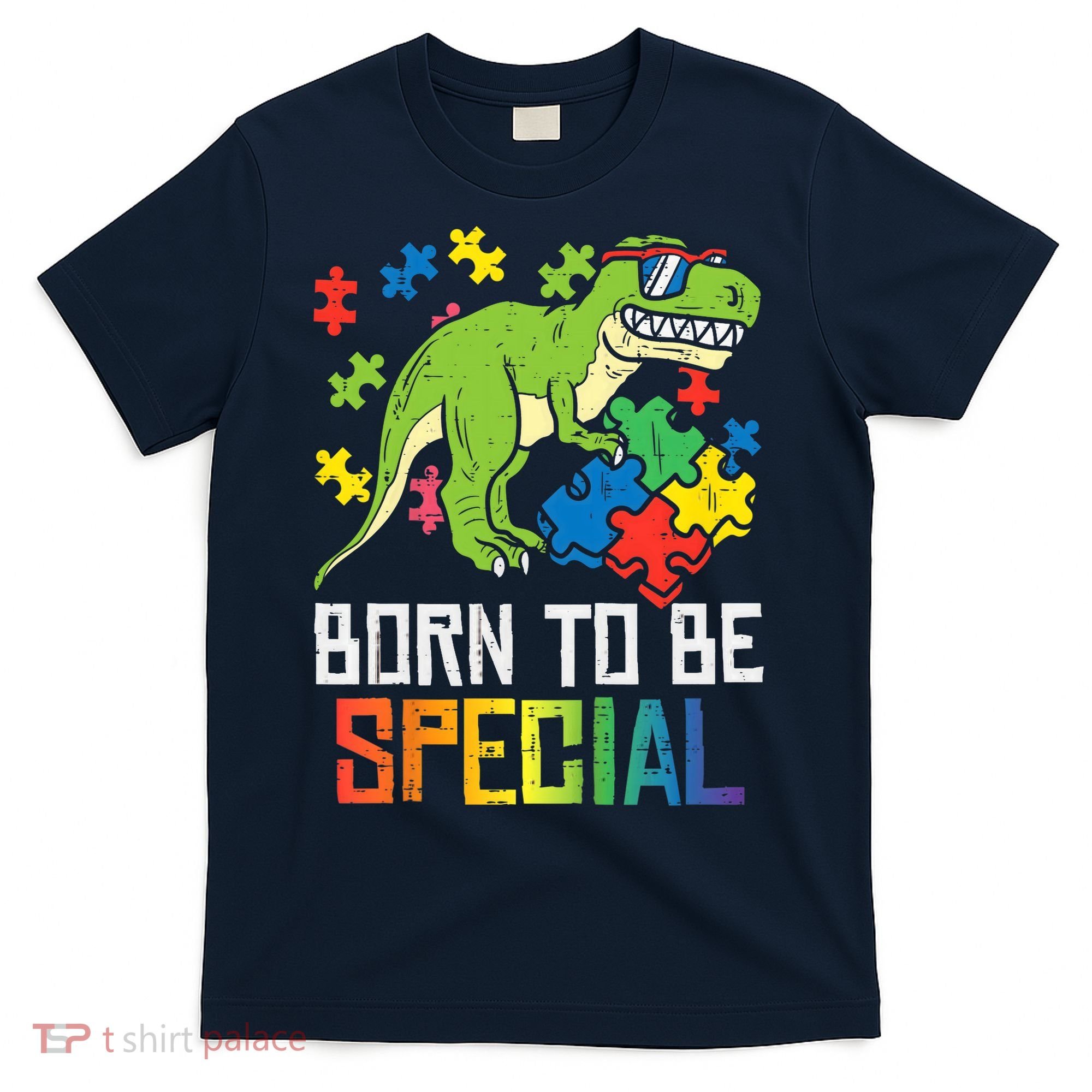 Born Special Trex Puzzle Dino Boy Autism Awareness T-Shirt
